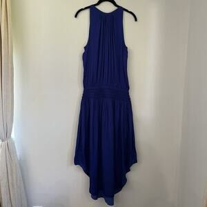 Ramy Brook Royal Blue Purple Audrey Smocked Pleated Midi Dress Size M